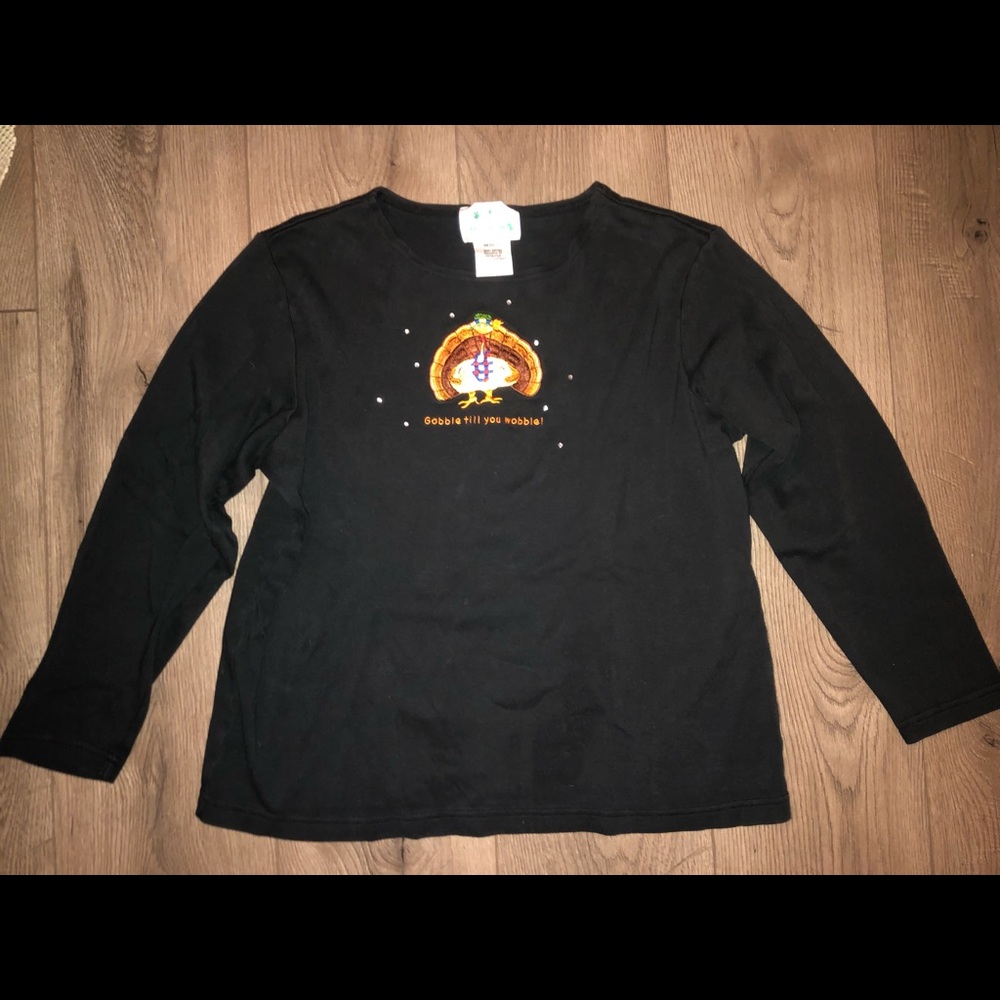 QVC The Quaker Factory Thanksgiving Turkey Blouse